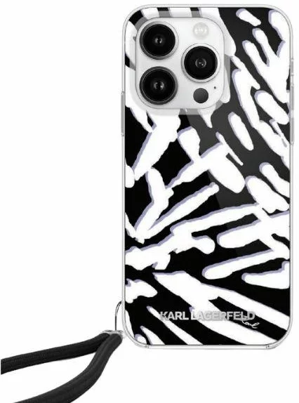 Kryt Karl Lagerfeld KLHCP15XHZBPKCCK iPhone 15 Pro Max 6.7" black hardcase IML Zebra Pattern & Cord (KLHCP15XHZBPKCCK)