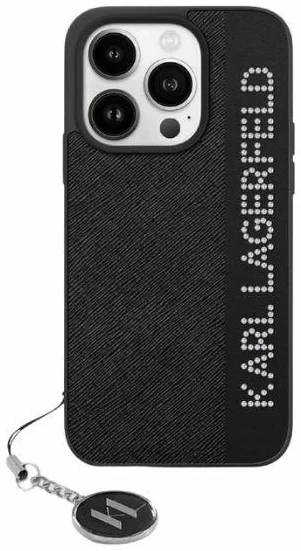 Kryt Karl Lagerfeld KLHCP15XPSAKDGCK iPhone 15 Pro Max 6.7" black hardcase Saffiano Rhinestones & Charm (KLHCP15XPSAKDGCK)