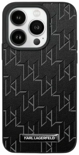 Kryt Karl Lagerfeld KLHMP15SPKHPORPK iPhone 15 6.1" hardcase black Leather Monogram Metal Logo (KLHMP15SPKHPORPK)