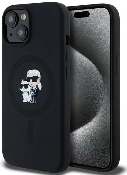 Kryt Karl Lagerfeld KLHMP15SSCMKCRHK iPhone 15 6.1" black hardcase Silicone Karl & Choupette MagSafe (KLHMP15SSCMKCRHK)