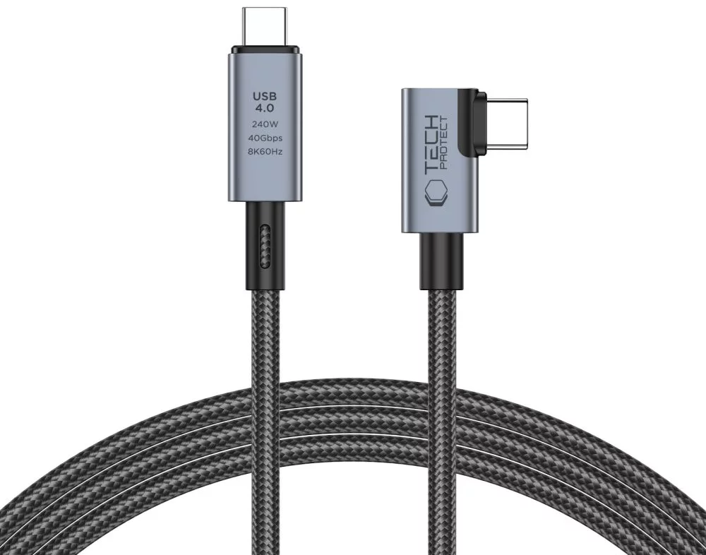Kábel TECH-PROTECT ULTRABOOST MAX ”L” USB 4.0 8K 40GBPS TYPE-C CABLE PD240W 150CM GREY (5906302309252)