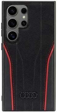 Audi Genuine Leather MagSafe harte schwarz-rote Hülle für S24 Ultra S928 (AU-TPUPCS24U-R8/D3-RD)  