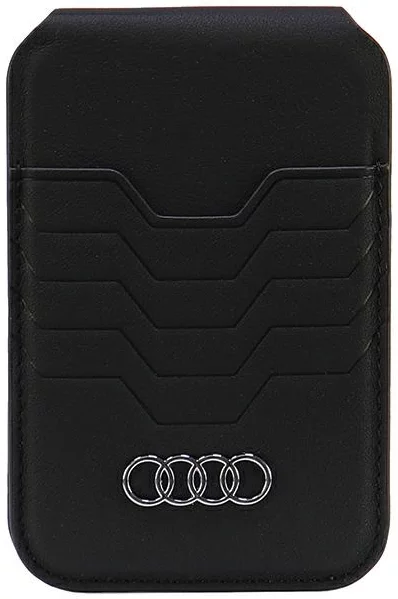 Peňaženka Audi Leather Wallet Card Slot Stand black MagSafe AU-MSCH-GT/D3-BK (AU-MSCH-GT/D3-BK)