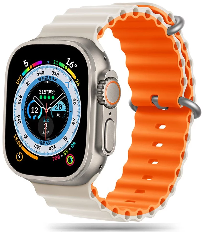 Řemínek TECH-PROTECT ICONBAND PRO APPLE WATCH 4 / 5 / 6 / 7 / 8 / 9 / SE / ULTRA 1 / 2 (42 / 44 / 45 / 49 MM) STARLIGHT/ORANGE (5906302310289)