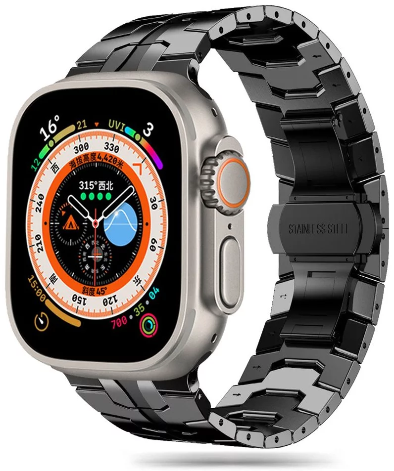 Řemínek TECH-PROTECT STAINLESS LINE APPLE WATCH 4 / 5 / 6 / 7 / 8 / 9 / SE / ULTRA 1 / 2 (42 / 44 / 45 / 49 MM) BLACK (5906203699575)