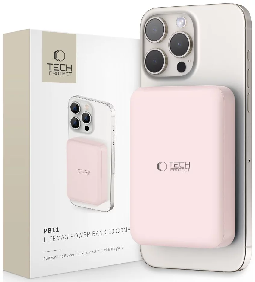 Nabíječka TECH-PROTECT PB11 LIFEMAG MAGSAFE POWER BANK 10000MAH PINK (5906302309535)