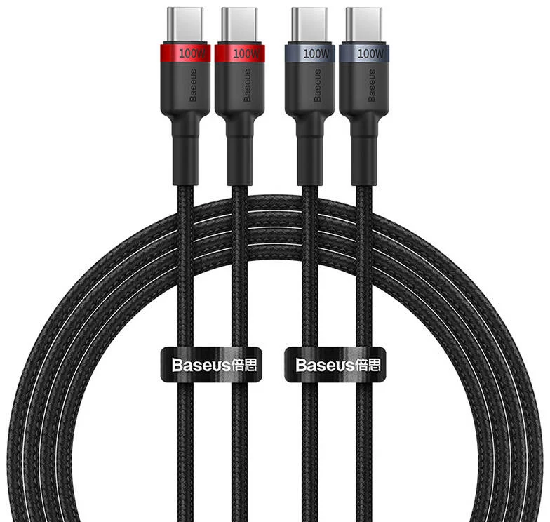 Kábel Baseus Cafule USB-C to USB-C cable 100W, 2m, 2pcs (red-black, gray-black)