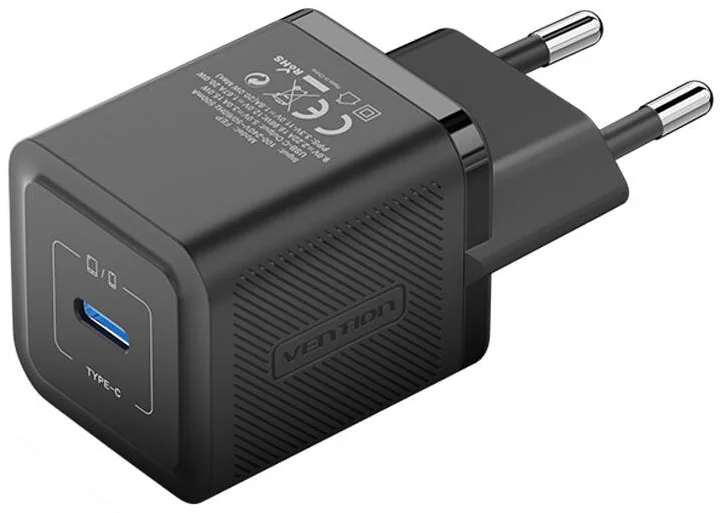 Nabíječka Vention, Wall charger, FEPB0-EU, USB-C, 20W, GaN (black)