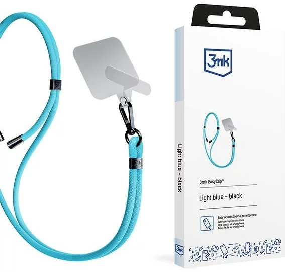 Klúčenka 3MK EasyClip Light Blue (black) phone lanyard