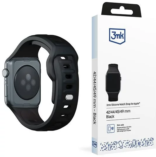 Řemínek 3MK Silicone Watch Strap black for Apple Watch 42/44/45/49mm