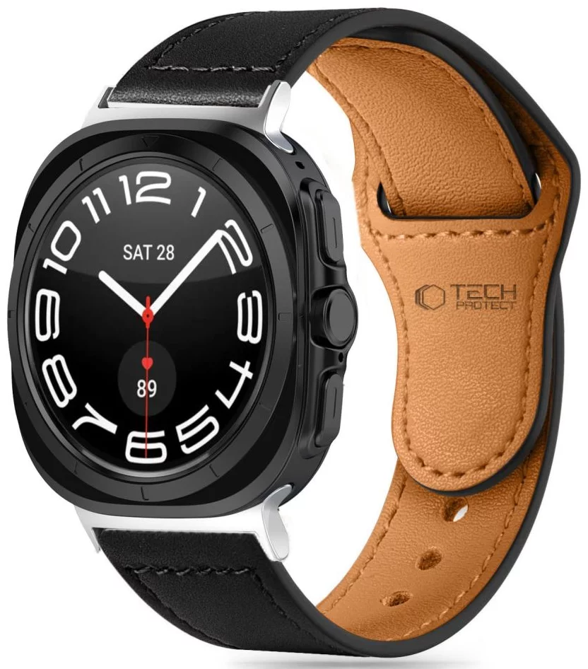 Řemínek TECH-PROTECT LEATHERFIT SAMSUNG GALAXY WATCH ULTRA (47 MM) BLACK (5906302312436)