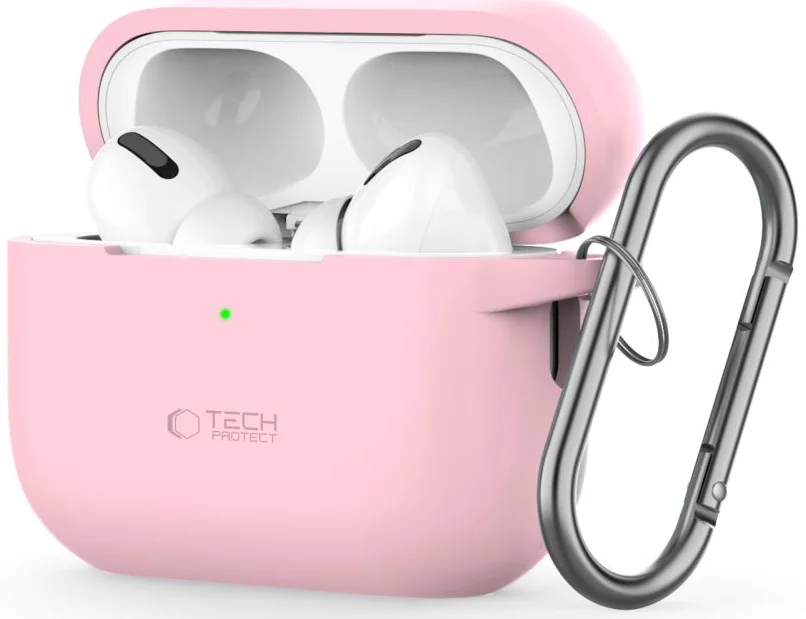 Pouzdro TECH-PROTECT SILICONE HOOK APPLE AIRPODS PRO 1 / 2 DUSTY PINK (5906302313341)