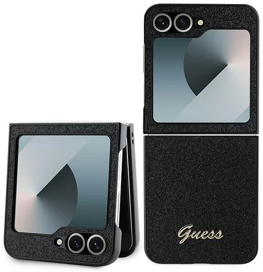 Kryt Guess GUHCZF6HGGSHK Z Flip6 F741 black 4G Glitter Script (GUHCZF6HGGSHK)