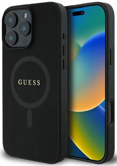 Kryt Guess GUHMP16LPSAHMCK iPhone 16 Pro black HC MagSafe PU Saffiano Classic Logo (GUHMP16LPSAHMCK)