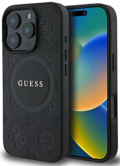 Kryt Guess GUHMP16LPSAPSMEK iPhone 16 Pro 6,3" black HC MagSafe Safiano Peony Classic Logo (GUHMP16LPSAPSMEK)