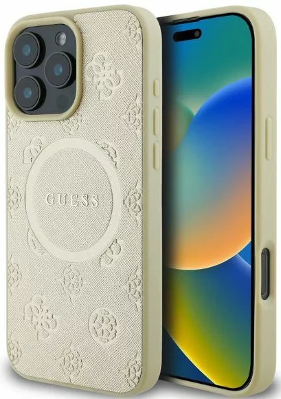 Kryt Guess GUHMP16XPSAPSMED iPhone 16 Pro Max 6,9" gold HC MagSafe Safiano Peony Classic Logo (GUHMP16XPSAPSMED)