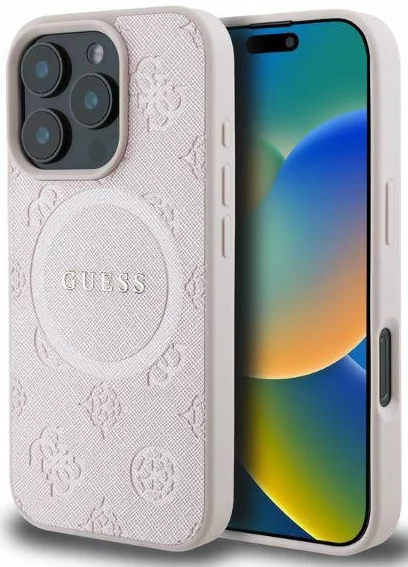 Kryt Guess GUHMP16XPSAPSMEP iPhone 16 Pro Max 6,9" pink HC MagSafe Safiano Peony Classic Logo (GUHMP16XPSAPSMEP)