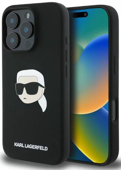 Kryt Karl Lagerfeld KLHMP16XSKHPPLK iPhone 16 Pro Max black HC MagSafe Sil KL Head Print (KLHMP16XSKHPPLK)