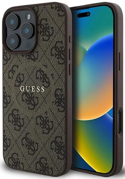 Kryt Guess GUHMP16LG4GFRW iPhone 16 Pro 6.3" brown hardcase 4G Ring Classic Logo MagSafe (GUHMP16LG4GFRW)