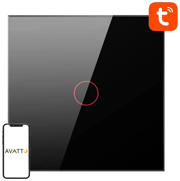 Prepínač Avatto TS02-EU-B1 Single TUYA WiFi Touch Light Switch (black)