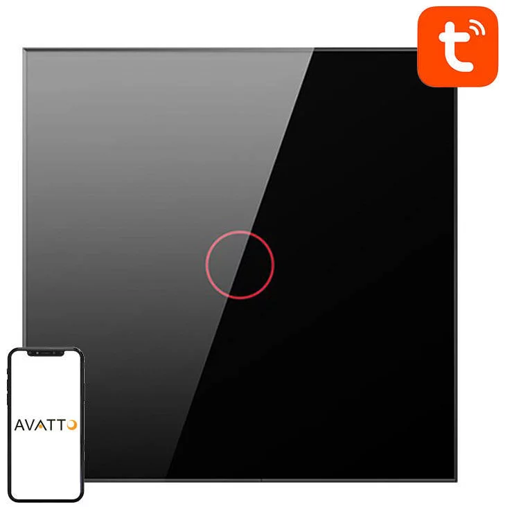 Prepínač Avatto LZTS02-EU-B1 ZigBee Touch Light Switch Single Without Neutral TUYA (black)