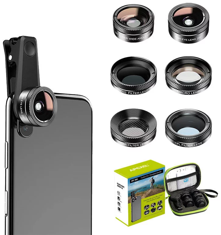 Objektív APEXEL APL-DG6V2 6in1 Universal Phone Lens Kit