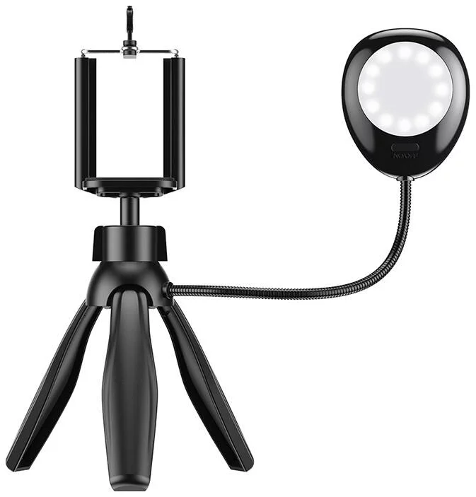 APEXEL APL-JJ21FL Phone Holder/Tripod with LED Light (Black)