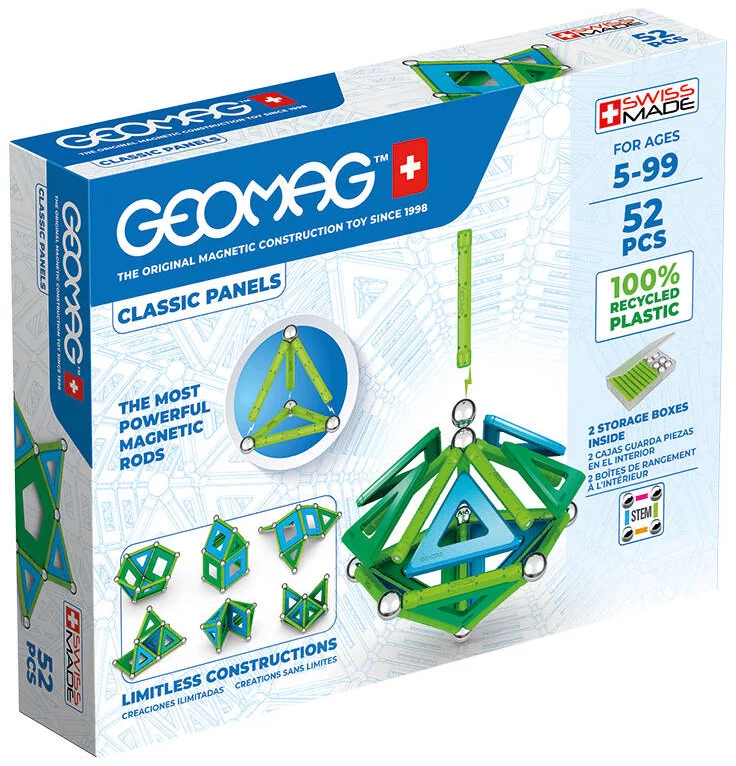 Hračka GEOMAG Classic Panels Recycled Magnetic Blocks 52 pieces GEO-471