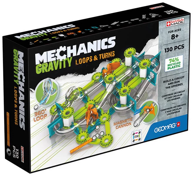 Hračka GEOMAG Magnetic blocks Mechanics Gravity Loops&Turns 130 pieces GEO-763