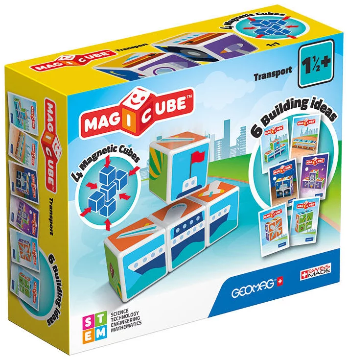 Hračka GEOMAG Magnetic blocks Magicube Printed Transport + cards 7 pieces GEO-122