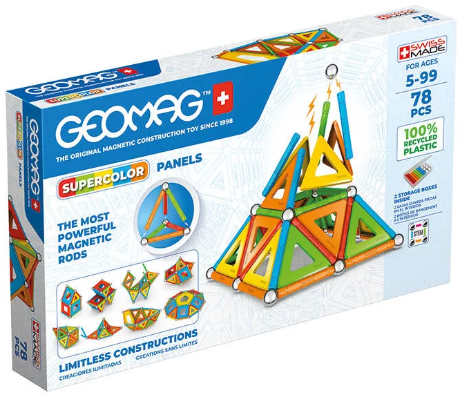 Hračka GEOMAG Magnetic blocks Supercolor Panels Recycled 78 pieces GEO-379