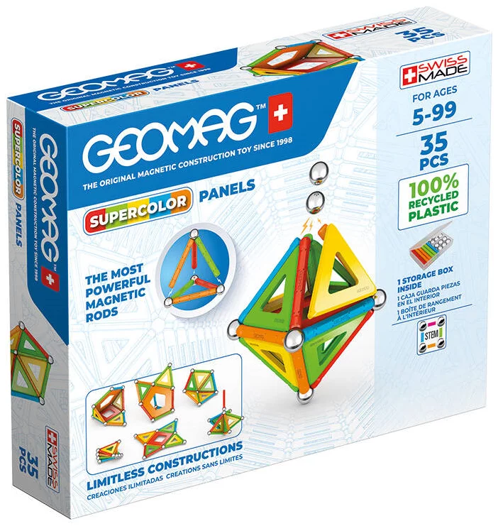 Hračka GEOMAG Magnetic blocks Supercolor Panels Recycled 35 pieces GEO-377