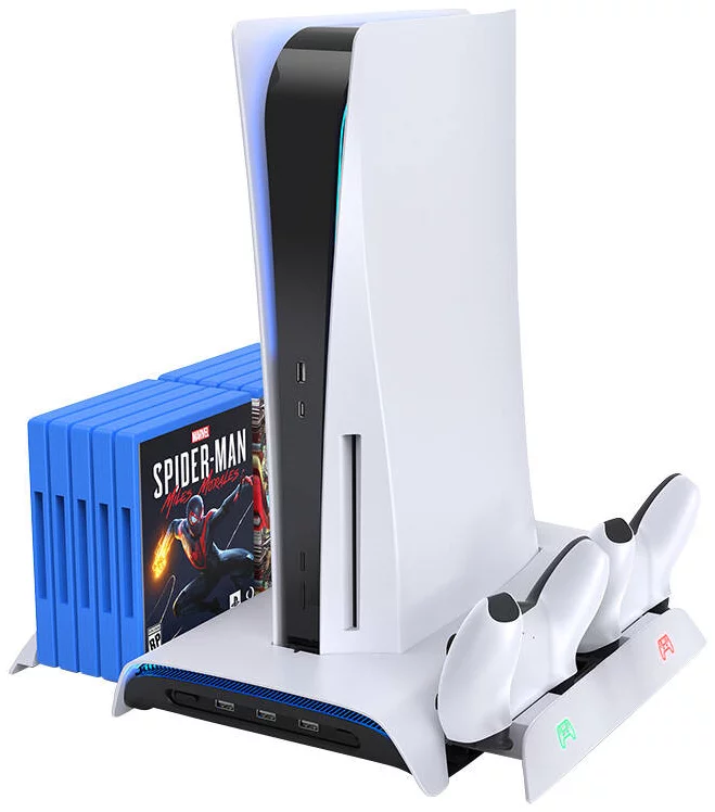 Stojan Kiwi Home PS5 Cooling Station  and Dual Controller Charger PB01 White