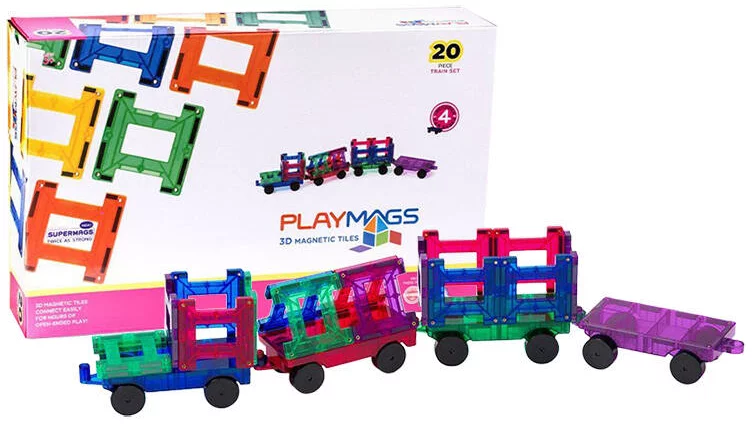 Hračka Playmags Magnetic tiles 3D Train 155 - 20 pcs set