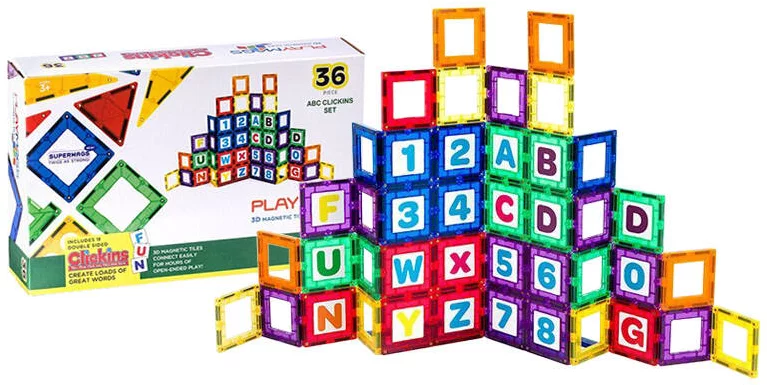 Hračka Playmags Magnetic tiles 3D Letters and Numbers 168 - 36 pcs set