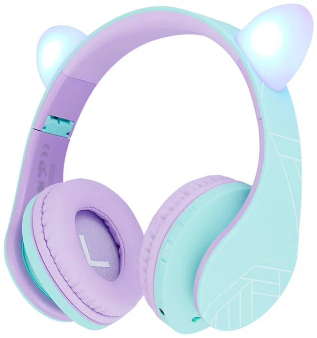 Sluchátka PowerLocus P2 Wireless Headphones for Kids Cat Ears (blue & purple)