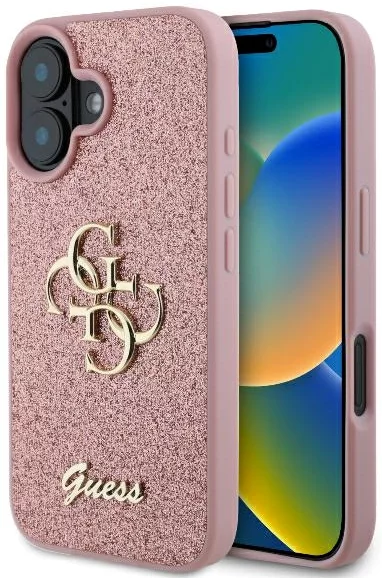 Kryt Guess GUHCP16SHG4SGP iPhone 16 6.1" pink hardcase Fixed Glitter Big 4G (GUHCP16SHG4SGP)