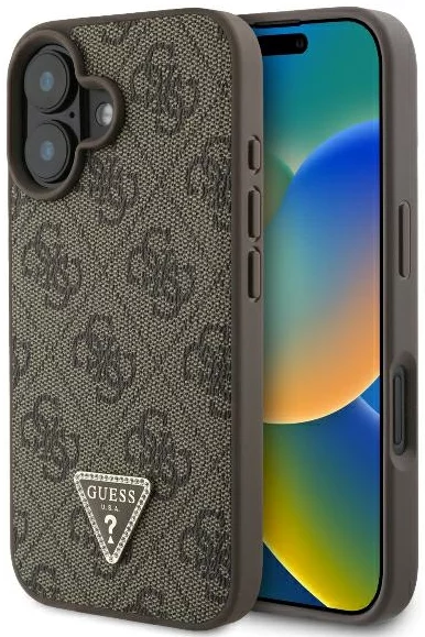 Kryt Guess GUHCP16SP4TDPW iPhone 16 6.1" brown hardcase Leather 4G Triangle Strass (GUHCP16SP4TDPW)