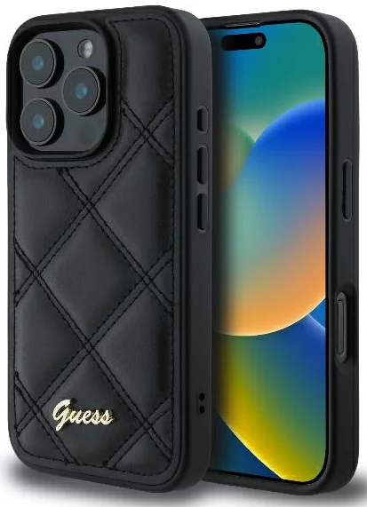 Kryt Guess GUHCP16XPSQSQSK iPhone 16 Pro Max 6.9" black hardcase Quilted Metal Logo (GUHCP16XPSQSQSK)