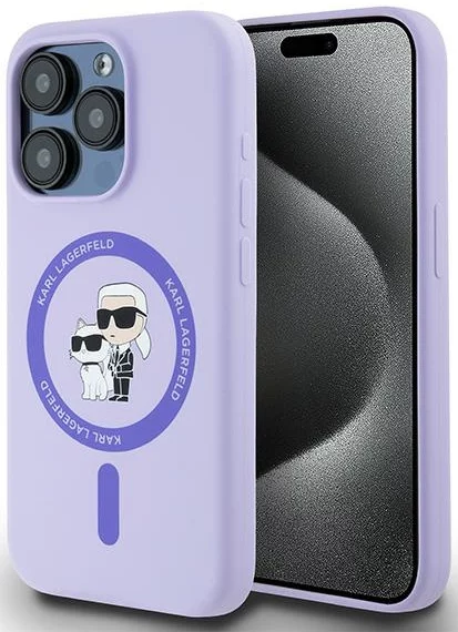 Kryt Karl Lagerfeld KLHMP15LSCMKCRHU iPhone 15 Pro 6.1" purple hardcase Silicone Karl&Choupette Heads Ring MagSafe (KLHMP15LSCMKCRHU)