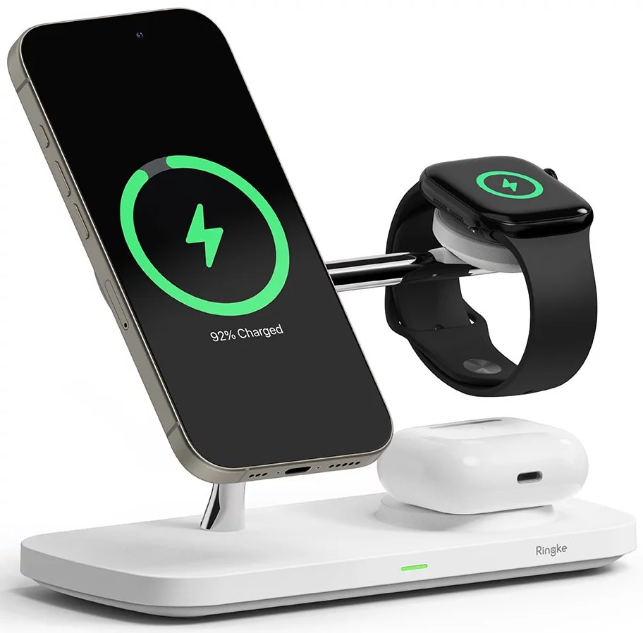 RINGKE 3IN1 QI2 MAGNETIC MAGSAFE WIRELESS CHARGER WHITE