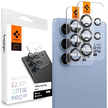 Spigen Glass tR EZ Fit Optik Pro HD 2-БРОЯ защитено стъкло черно за Samsung Galaxy S25 Ultra (AGL09084)  