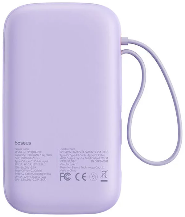 Pin sạc dự phòng Baseus Qpow2 màn hình số 20.000mAh 30W kèm 2 cáp Type-C | Giá rẻ