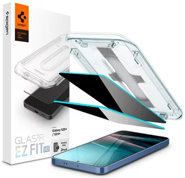 Spigen Glass tR EZ Fit HD (Privacy) 2er-Pack Schutzglas für Samsung Galaxy S25+ (AGL09307)