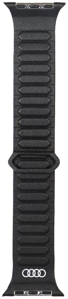 Curea de ceas Curea de piele naturală Audi Strap Logo cu inel magnetic pentru Apple Watch 44/45/46/49mm negru (AU-GL-AW44-49-GT/D2-BK)