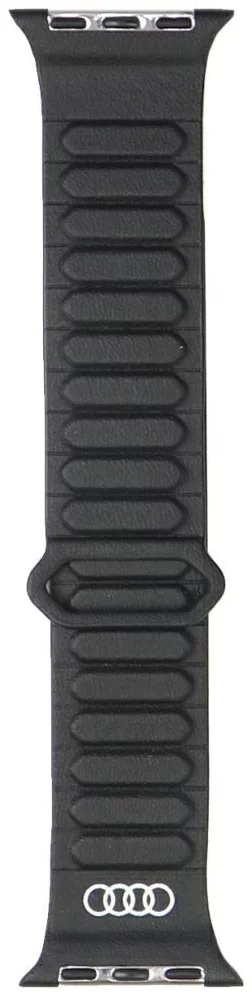 Curea de ceas Curea de piele sintetică Audi Strap Logo cu inel magnetic pentru Apple Watch 40/41/42mm negru (AU-SL-AW40-42-GT/D2-BK)